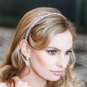 Gold and Cubic Zirconia Wedding Headband